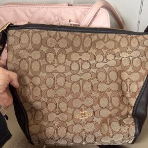 Coach Tan and Brown Signature Shoulder Bag